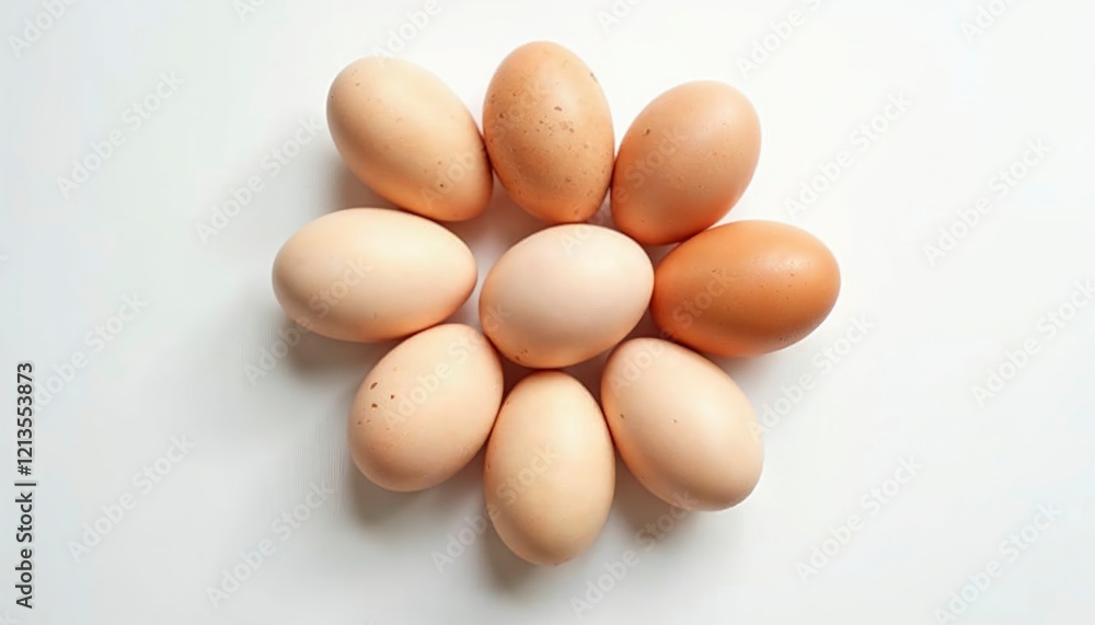 Brown Eggs Arranged in a Simple Floral Pattern: A Natural Still Life Brown Eggs Arranged in a Simple Floral Pattern: A Natural Still Life