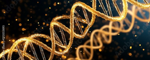 Close up view of dna double helix structure with nucleotide base pairs and molecular details photo