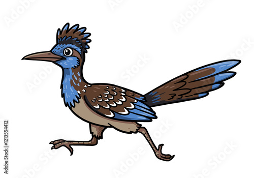 Clip art roadrunner. This is a colorful and cartoonish roadrunner clipart, illustration, and design element, perfect for projects related to the desert, Southwest, or the cartoon character Beep Beep. photo