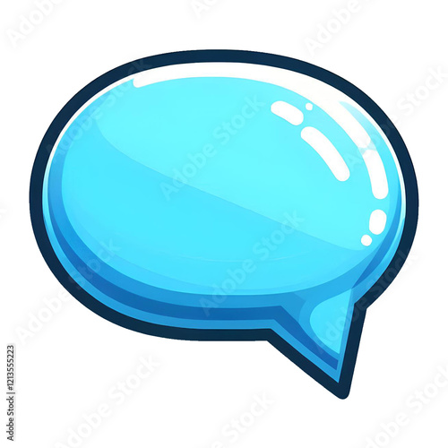 Cartoon Speech Bubble Icon in Light Blue photo