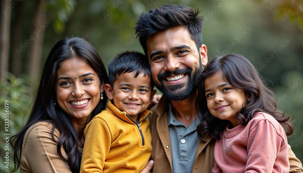 Indian family enjoying together in a park with joyful expressions Indian family enjoying together in a park with joyful expressions
