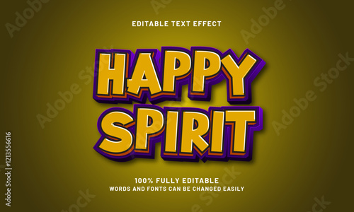 happy spirit editable text effect with kids and happy theme