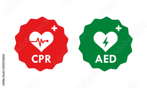 CPR and AED design logo template illustration