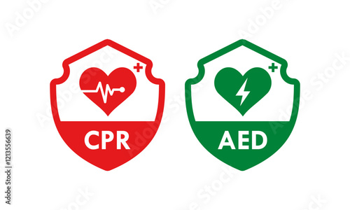 CPR and AED design logo template illustration