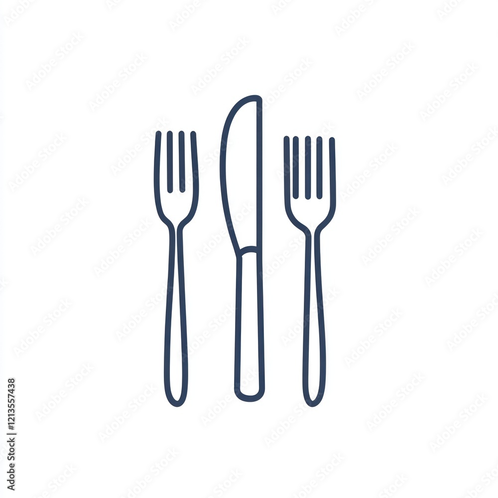 Simple cutlery illustration, a knife and two forks. Use Restaurant menu graphic, or a food-themed presentation Simple cutlery illustration, a knife and two forks. Use Restaurant menu graphic, or a food-themed presentation