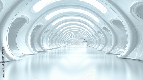 Wallpaper Mural Clean white architectural space with geometric circle shapes, natural sunlight enhancing the abstract ambiance, ideal for showcasing minimalist or luxury products. Torontodigital.ca