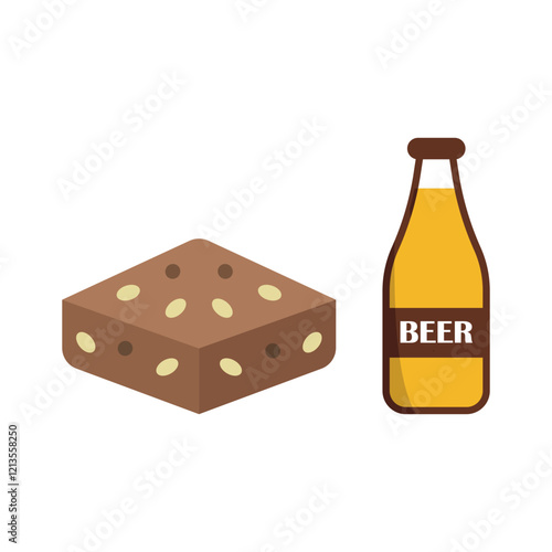 Beer drink and brownies food icons with a harmonious and inviting design photo