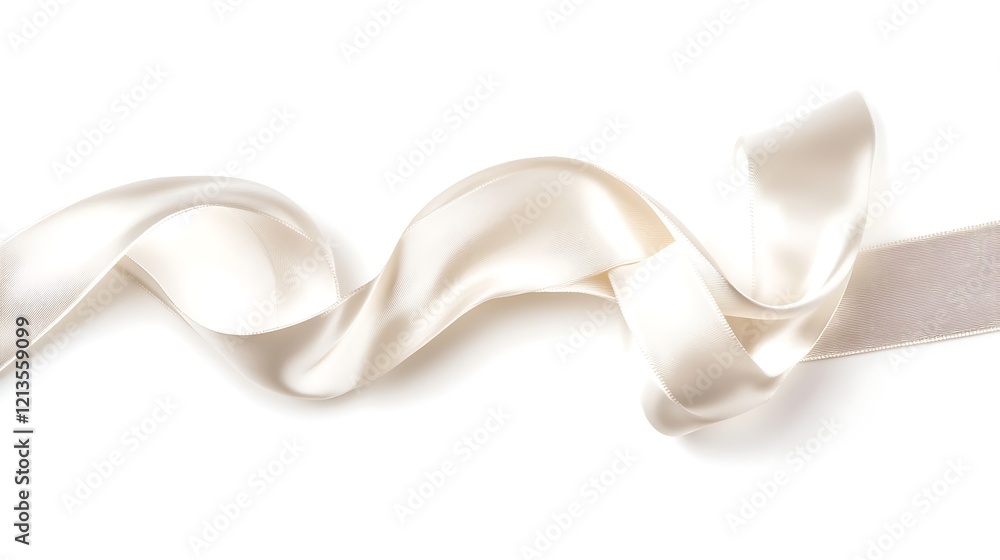 Elegant satin ribbon on a gift box isolated against a white backdrop