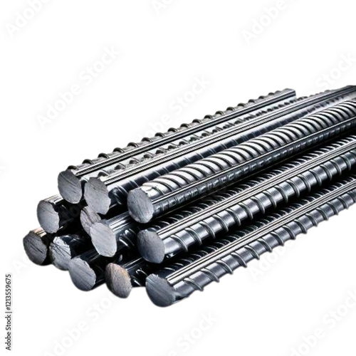 pile of rebar isolated on transparent background