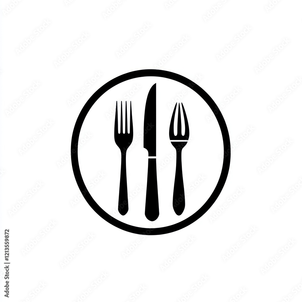 Simple cutlery icon on white background