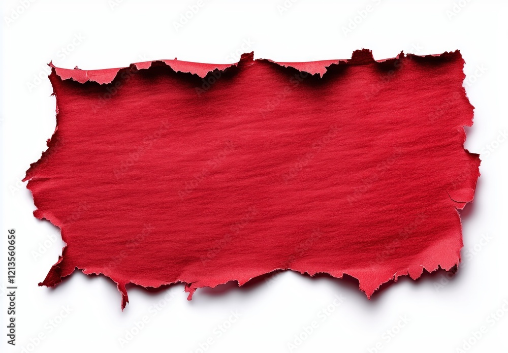 Torn Red Paper: A vibrant, irregularly shaped piece of torn red paper, showcasing a raw and textured edge, ideal for design projects needing a bold, artistic touch. Torn Red Paper: A vibrant, irregularly shaped piece of torn red paper, showcasing a raw and textured edge, ideal for design projects needing a bold, artistic touch.