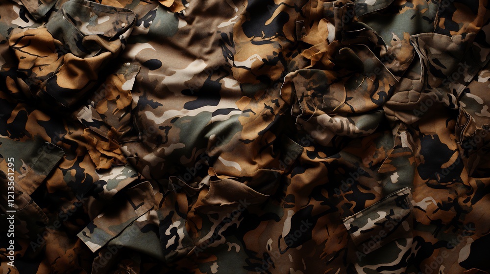 Camouflage Textile Abstract: A Study in Brown and Green Hues Camouflage Textile Abstract: A Study in Brown and Green Hues