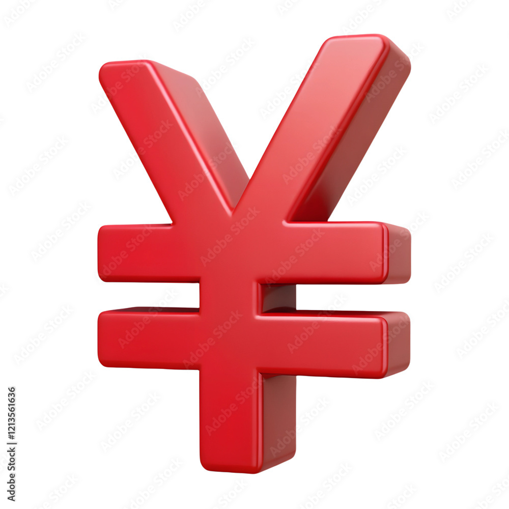 Japanese Yen currency symbol isolated Transparent background. Cartoon plastic style icon Japanese Yen currency symbol isolated Transparent background. Cartoon plastic style icon