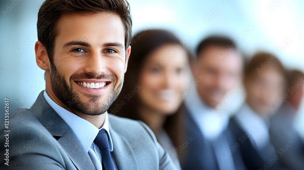 Close up of a group of confident business professionals having a collaborative meeting and discussion at their modern office workspace Close up of a group of confident business professionals having a collaborative meeting and discussion at their modern office workspace