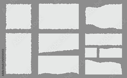 Wallpaper Mural Paper cut torn rip pieces set on grey background Torontodigital.ca