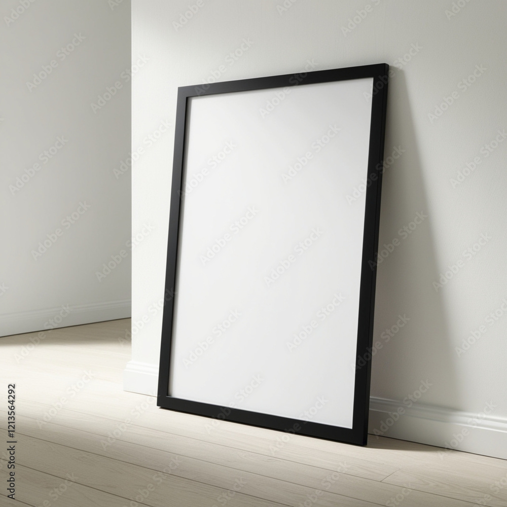 blank vertical black poster frame standing on light wooden floor against white wall, empty picture frame mockup, blank photo frame mock up
blank vertical black poster frame standing on light wooden floor against white wall, empty picture frame mockup, blank photo frame mock up