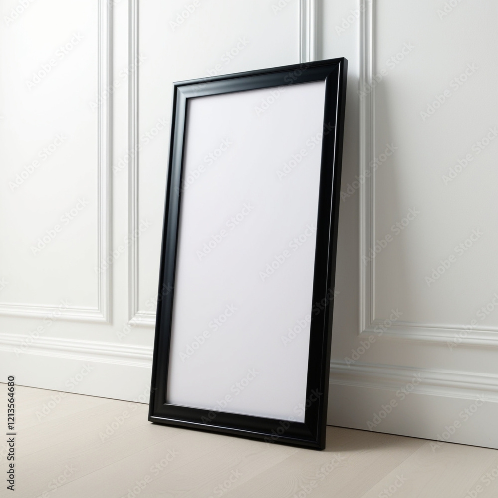 blank vertical black poster frame standing on light wooden floor against white wall, empty picture frame mockup, blank photo frame mock up
blank vertical black poster frame standing on light wooden floor against white wall, empty picture frame mockup, blank photo frame mock up