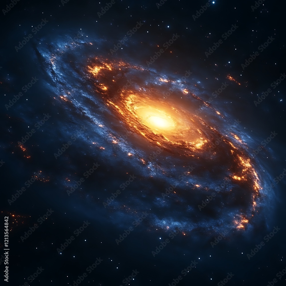 Obraz premium Fiery spiral galaxy in deep space. (3)