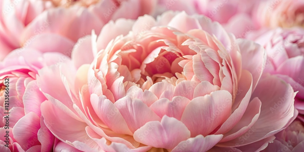 Close-up of delicate pink peony petals unfolding like tiny cups, garden details, floral photography Close-up of delicate pink peony petals unfolding like tiny cups, garden details, floral photography