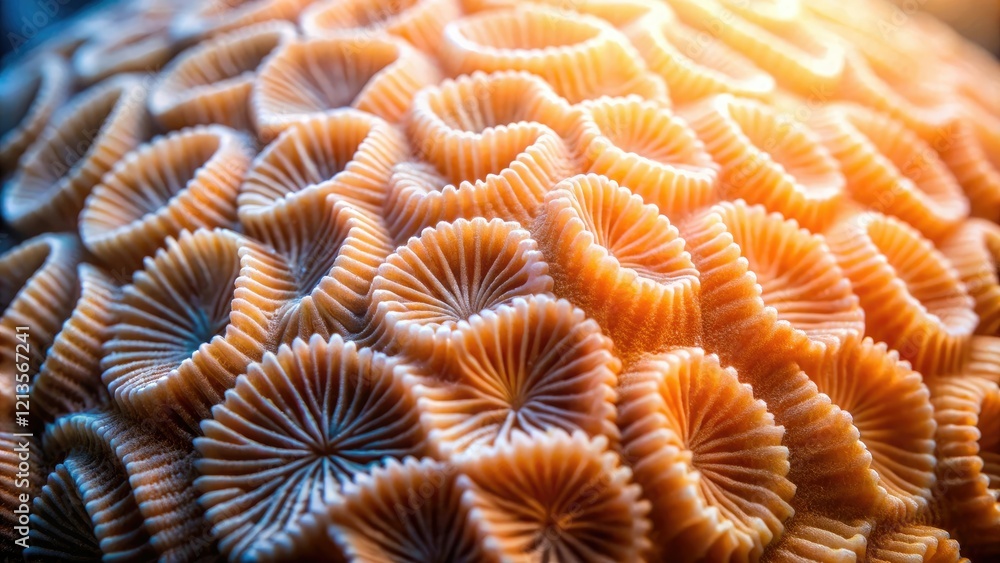 Close-up shot of a single piece of coral with intricate details and patterns, illuminated by soft natural light, natural light, detail, illumination, nature Close-up shot of a single piece of coral with intricate details and patterns, illuminated by soft natural light, natural light, detail, illumination, nature