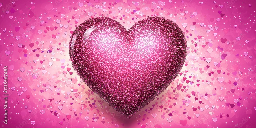 Fototapeta premium Pink heart with glitter on it