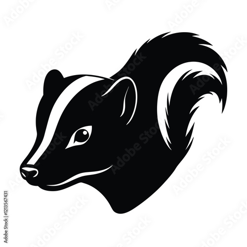 Skunk Head Silhouette Vector Art and Black Skunk Design Illustration