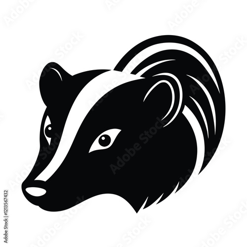 Skunk Head Silhouette Vector Art and Black Skunk Design Illustration