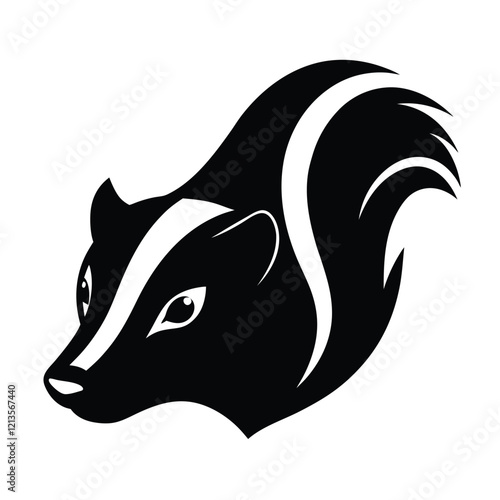 Skunk Head Silhouette Vector Art and Black Skunk Design Illustration