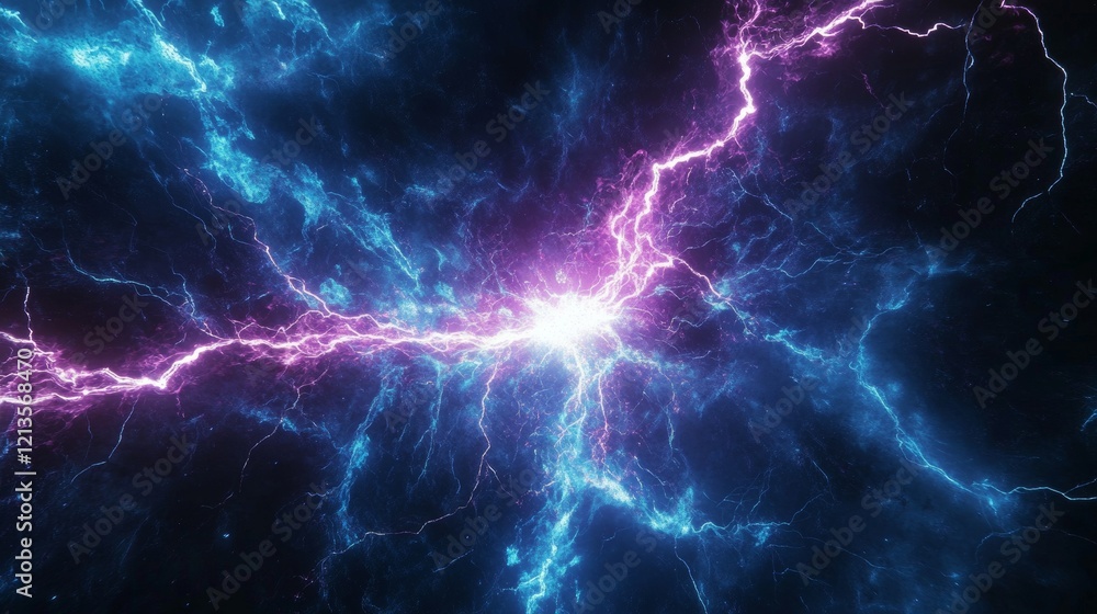 Electric ball and lightning strike, impact place, plasma sphere or magical energy flash of blue and lilac colors isolated on black background. Powerful electrical discharge, Realistic 3d vector set Electric ball and lightning strike, impact place, plasma sphere or magical energy flash of blue and lilac colors isolated on black background. Powerful electrical discharge, Realistic 3d vector set