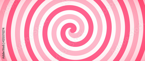 Candy color spiral background. Pink rotating swirl pattern wallpaper. Cute spinning vortex for banner, poster, flyer, booklet. Sweet whipped cream concept. Vector ice cream concept backdrop
