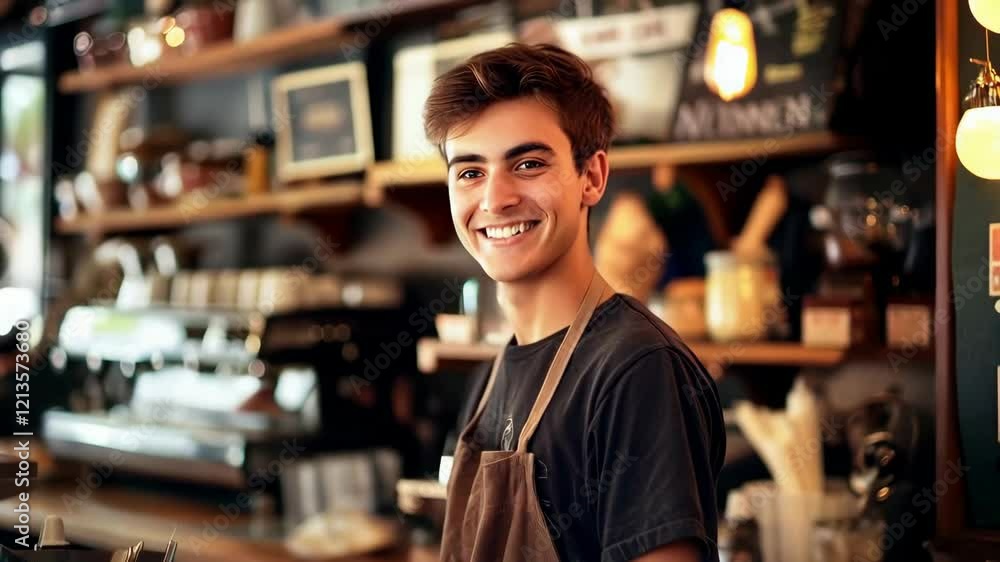 A small business owner expertly operates his coffee shop A small business owner expertly operates his coffee shop