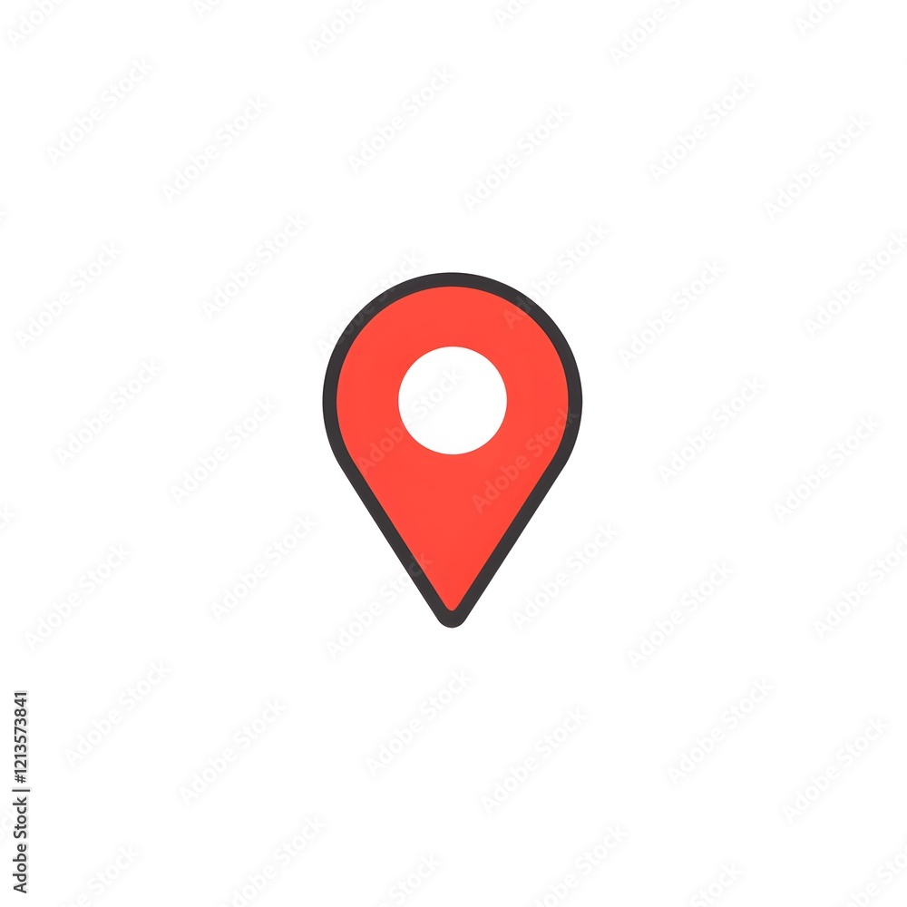 Fototapeta premium Red Location Pin Icon with Shadow Isolated on White Background, GPS Map Marker Symbol