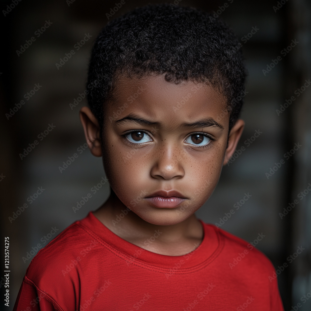 A boy pensively looking A boy pensively looking