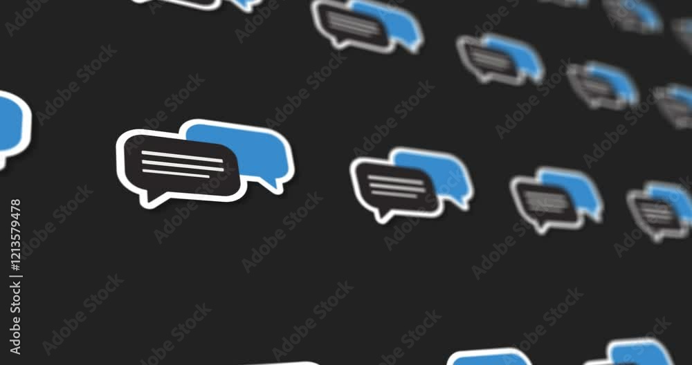 Horizontal scrolling conversation bubble design on black and white background Horizontal scrolling conversation bubble design on black and white background