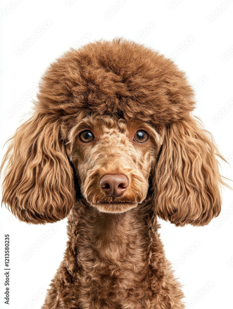 Adorable Brown Poodle with a Fluffy Lion Cut in a Studio Portrait Adorable Brown Poodle with a Fluffy Lion Cut in a Studio Portrait