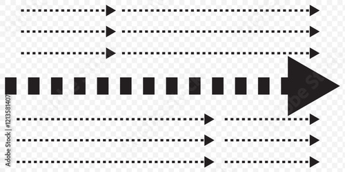 Curved dotted arrow. Zigzag arrow stripes design with dotted lines. eps 10.
