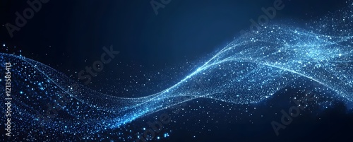 Abstract digital wave of blue particles representing data flow and futuristic technology