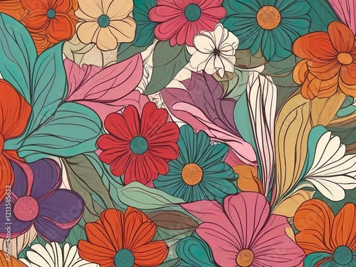 Wallpaper Mural seamless pattern with flowers ,Ai generated  Torontodigital.ca