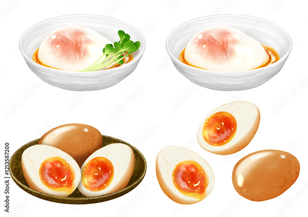 ベクター 温泉卵 煮卵 和食 料理 半熟卵 卵料理 ベクター 温泉卵 煮卵 和食 料理 半熟卵 卵料理