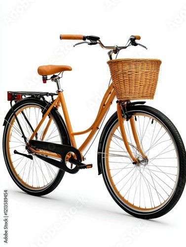 Classic Light Brown Vintage Bicycle with Wicker Basket