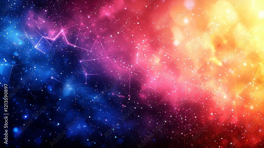 Fototapeta premium Abstract metaverse-inspired background with neon blue and pink elements, highlighting futuristic cyber communication and AI network technology.