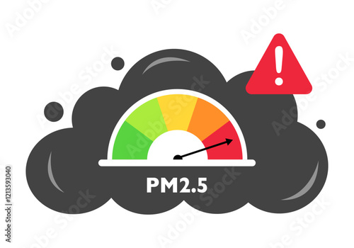 Air Pollution alert meter, PM 2.5 concept vector illustration.