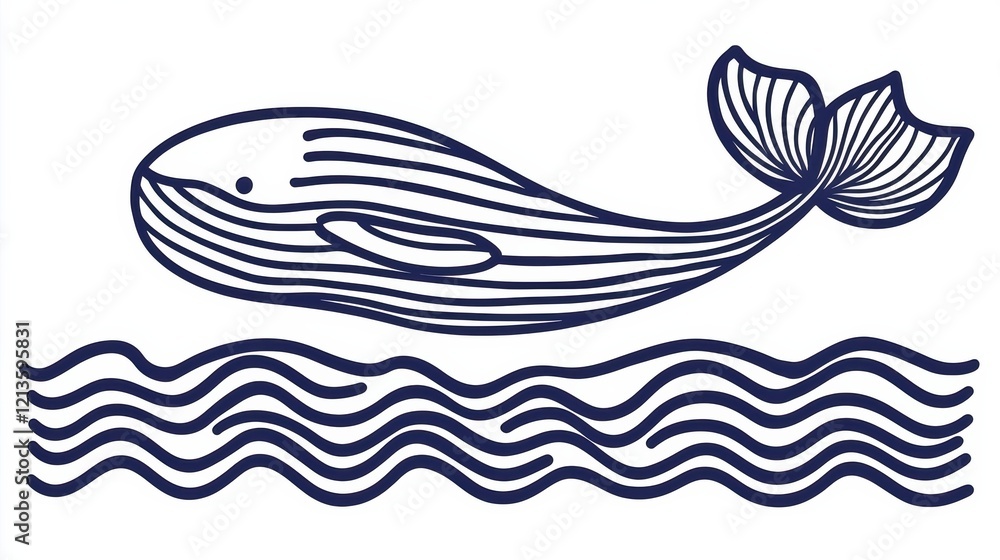Graceful whale swimming in ocean waves an underwater marine life illustration Graceful whale swimming in ocean waves an underwater marine life illustration