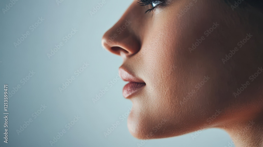 side view of a person profile marked with pre-surgical guidelines for a customized rhinoplasty. side view of a person profile marked with pre-surgical guidelines for a customized rhinoplasty.
