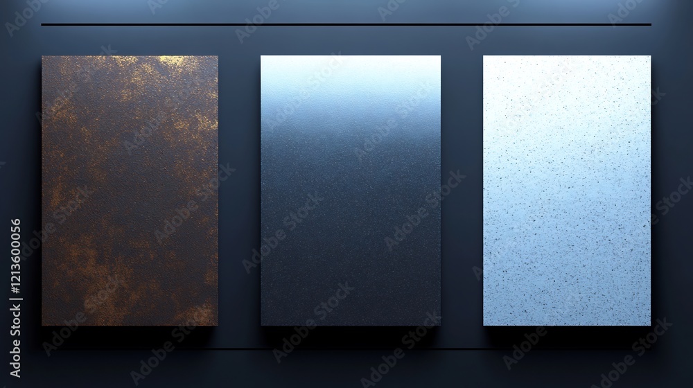Fototapeta premium Textured Metal Panels Dark Studio Lighting. AI Generated