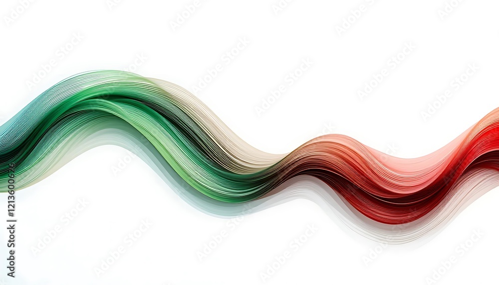 Naklejka premium Abstract Green Red Wave Paper Art Design