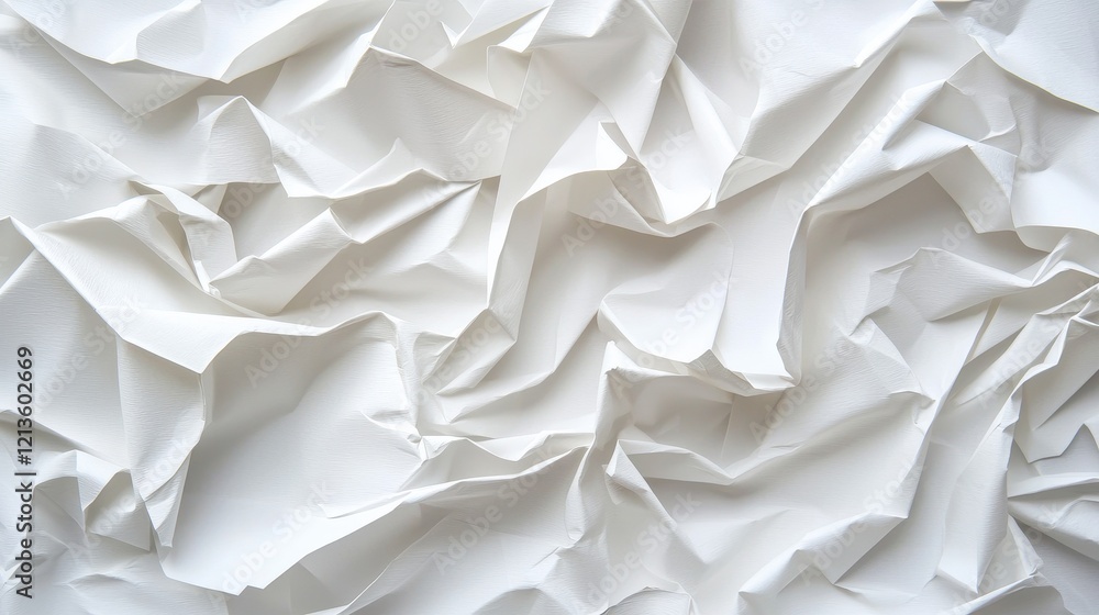 Obraz premium Closeup of Crumpled White Paper with Unique Organic Folds and Wrinkles