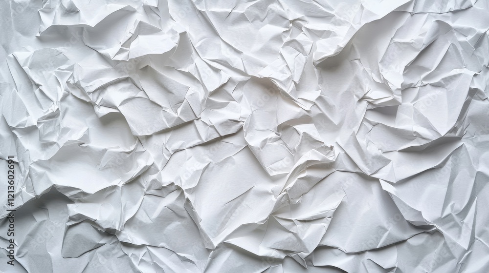 Obraz premium Closeup of Crumpled White Paper with Organic Folds and Wrinkles