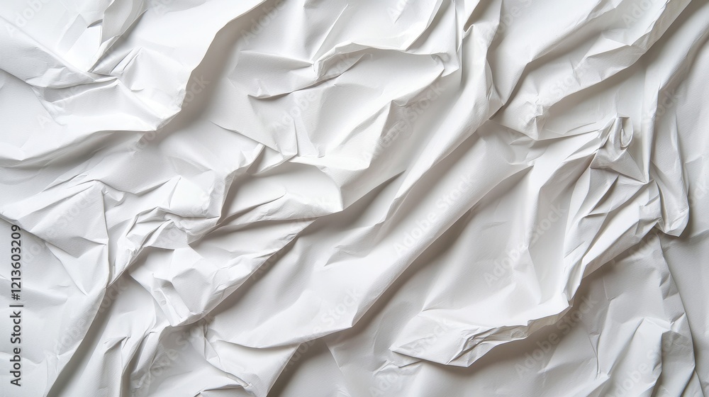 Detailed View of Wrinkled White Paper with Textured Surface Detailed View of Wrinkled White Paper with Textured Surface
