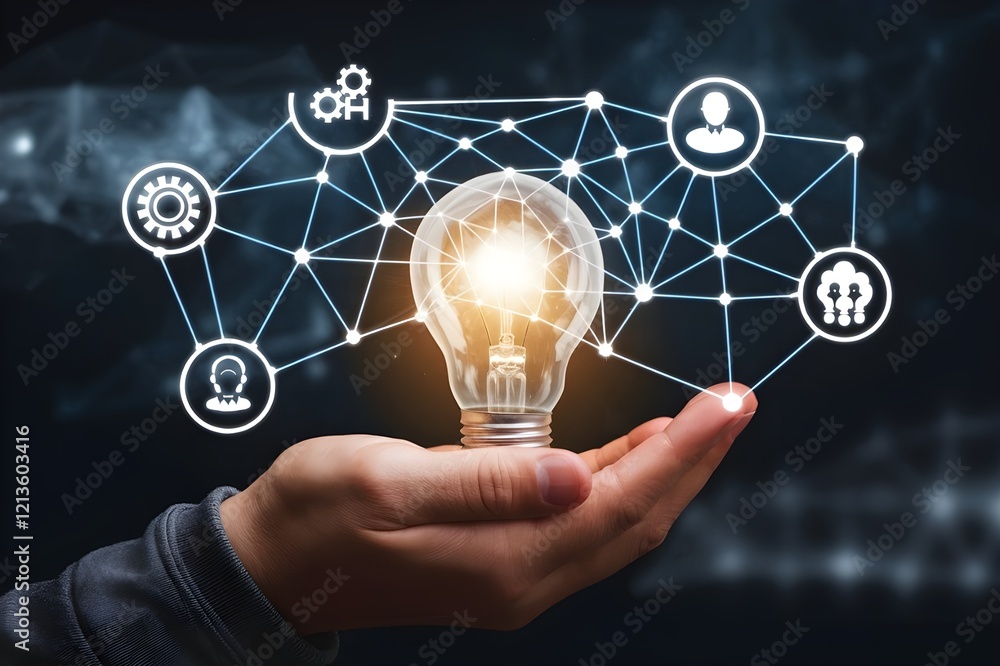 Bright light bulb in hand.New idea and innovation concept. Bright light bulb in hand.New idea and innovation concept.